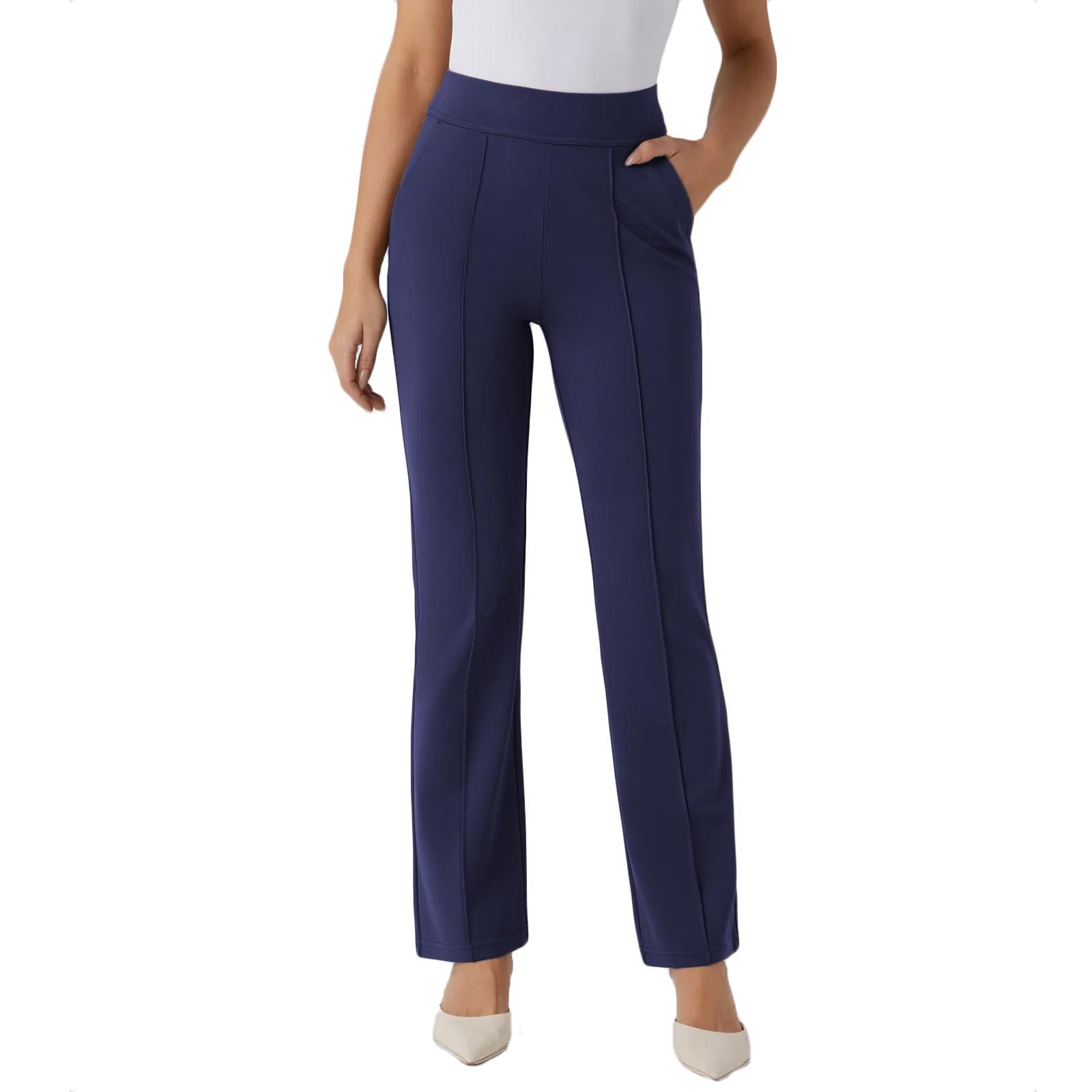 

Womens Pants Business Casual Work Pants with Pockets High Waist Stretchy Trousers S синій