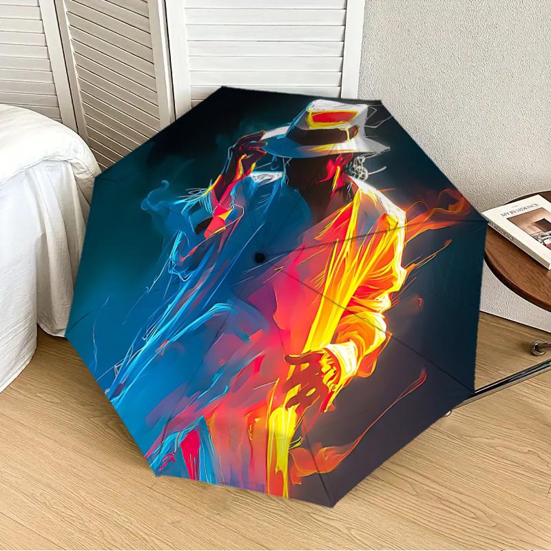 1pc Michael Jackson Automatic Folding Umbrella, Portable Collapsible Design, Casual Outdoor Accessory L1202019