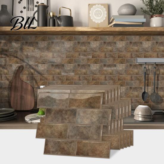 DIY Kitchen Backsplash Stickers 8PCS Faux Brick Wall Stickers, Waterproof Adhesive Mosaic Decals, Moisture-proof Easy 3D Decals Peel And Stick