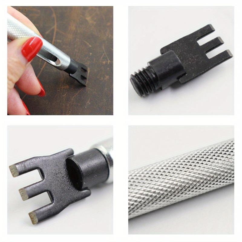 1 Set Leather Flat Punch Tool Set Steel Handle Can Replacement Head Belt Hole Punching Thonging Chisel Craft Tool