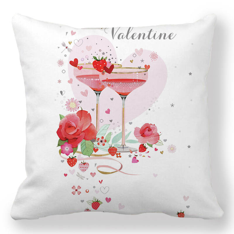 Creative Valentine's Day Happy Letters Digital printing short plush pillow covers for car sofa office cushion cover home goods