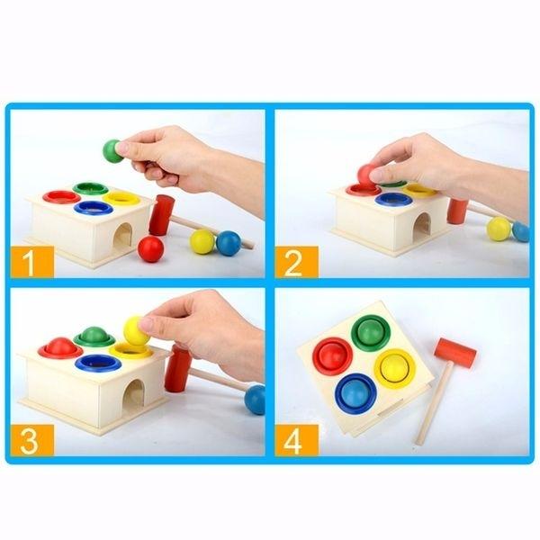 Wooden Hammer Game for Learning Colors Montessori Game