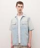 Jilseutyueoteunyuyogmaen One-Washed Two-Pocket Short Sleeve Denim Shirt - Sky Blue (Jnsh6B202B1)