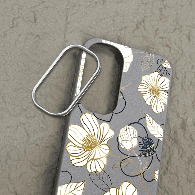 Blumendruck Matte TPU Leder Textur Handyhülle für Samsung S25 Ultra S24 FE S23 S22 S21 A56 A36 A16 A15 A55 A35 Schlanke stoßfeste weiche Rückseite