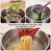 uxcell Toothed Pasta Spoon, Nylon Pasta Fork, Non-stick Heat-resistant Noodle Spoon, Strainer, Tongs, Kitchen Utensil with Measuring Hole, Orange