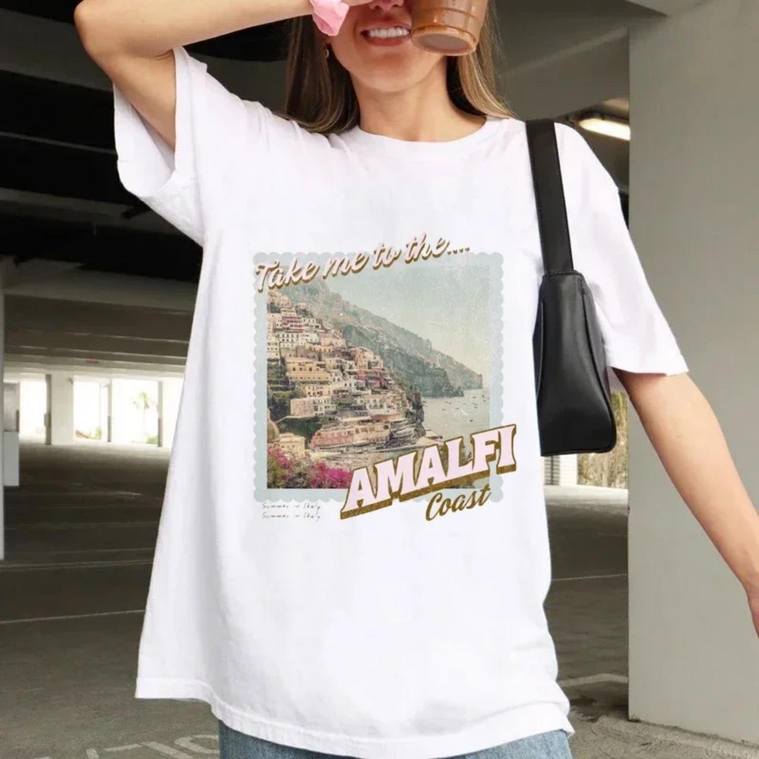 

Trendy Short Sleeved Women s Amalfi Coast T-Shirt Fashion Clothing Women s Cute Print Summer Pattern Basic Top New Print T-Shirt XXXXXL