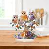 Owls Perched Tree Ornament, 2D Acrylic Owl Decoration with Base, Colorful Owl Flower Tree Ornament for Desktop Bookshelf Decor