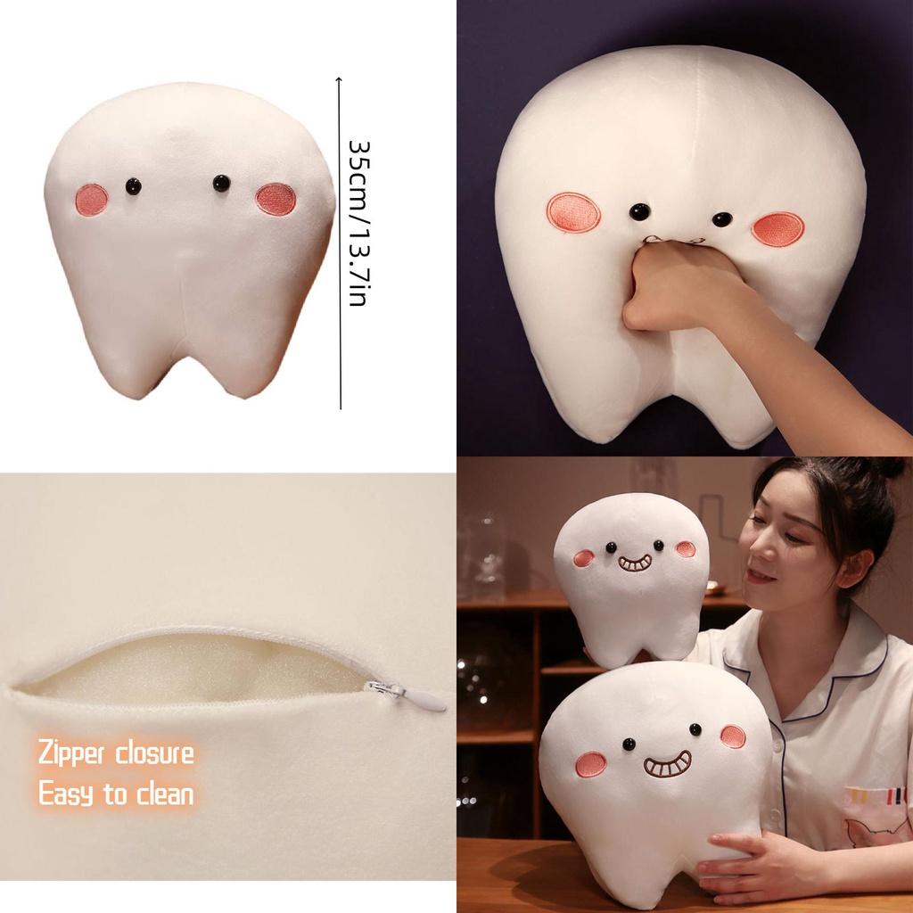 Cute Short Plush Cartoon Tooth Pillow For Kids, Soft And Comfortable On The Sofa