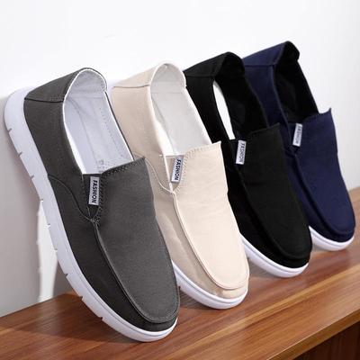 Spring Autumn Cloth Shoes Men Flat Footwear Slip-on Brand Street Style Cool Young Mens Casual Shoes Black Blue D147