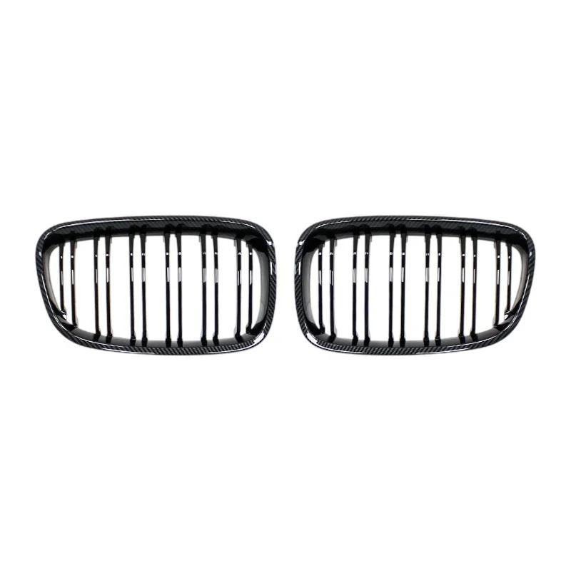 For BMW 1 Series F20 F21 2011 2012 2013 2014 Gloss Black Front Bumper Kidney Grille Car Double Slat Racing Grills Replacement