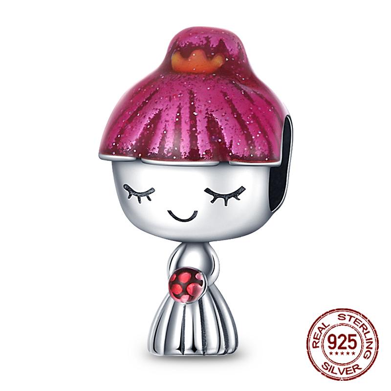 925 sterling copper boys and girls lovers pendant charms Fit 4MM hole diameter bracelet charm beads necklace Diy female Zircon