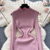 Elegante strass con spalle scoperte manica lunga maglia aderente abito tubino slim basic moda maglione vestido abbigliamento invernale sexy