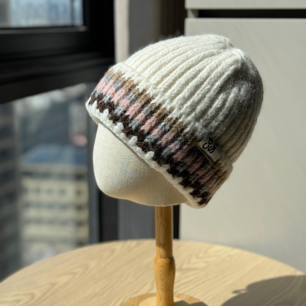 Korean Style Retro Striped Color Blocked Cold Hat New Versatile Student Thickened Warm Woolen Hat Single Layer Outdoor Knitted Hat