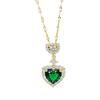 Heart-shaped Necklace Green Zircon Jewelry Sets for Women Exquisite Crystal Pendant Chain Women's Earings Wedding