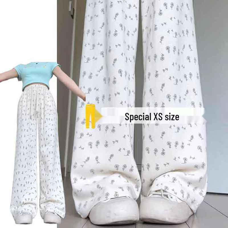 2025 Petite Floral Women’s Sporty Wide-Leg Pants: Versatile, Loose-Fit Summer Casuals