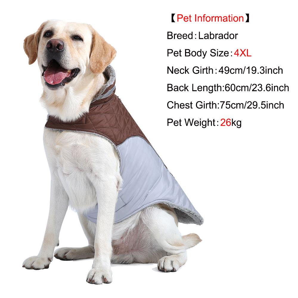Big Dog Clothes For Winter Warm Thicken Pets Vest Coat With D-ring Outdoor Waterproof Reflectivce Jacket For Large Dogs Labrador