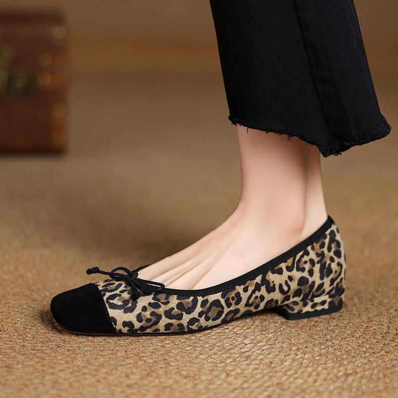 

Krazing Pot Sheep Suede Spring Summer Size 41 Thick Low Heels Women Square Toe Slip on Shallow Leopard Pumps 36 леопардовый