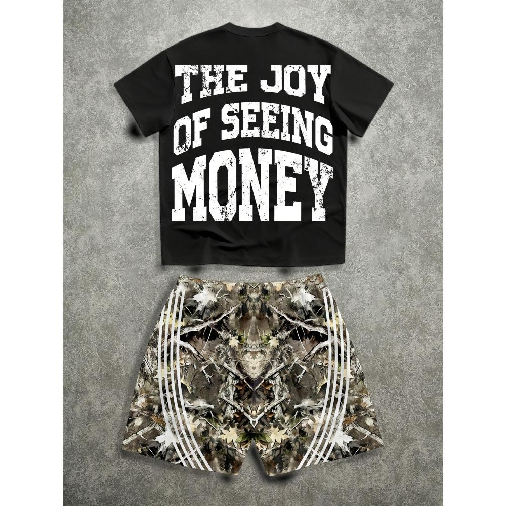 Fashion Letter Pattern Printed Men's T-shirt and Shorts 2 Piece Set Summer Casual Outfit for Men's and Women's Clothing Top