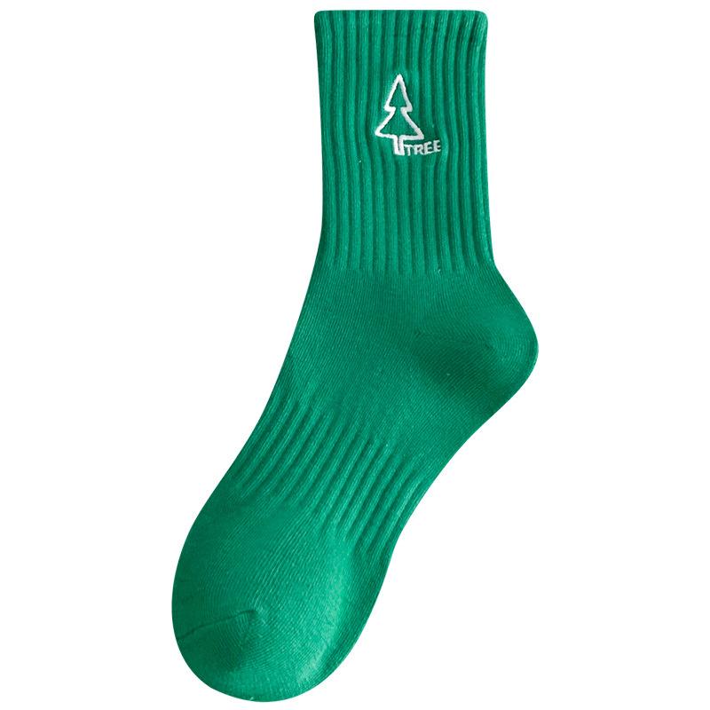 5 Pairs of Female Spring and Summer New Trend Cartoon Embroidery Absorbs Sweat In The Sport Tube Socks