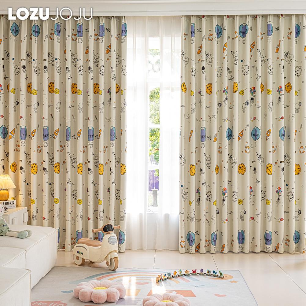 1PC LOZUJOJU Cartoon Space Children's Curtains 70-80% Blackout Curtains for Bedroom Living Room Home Decor