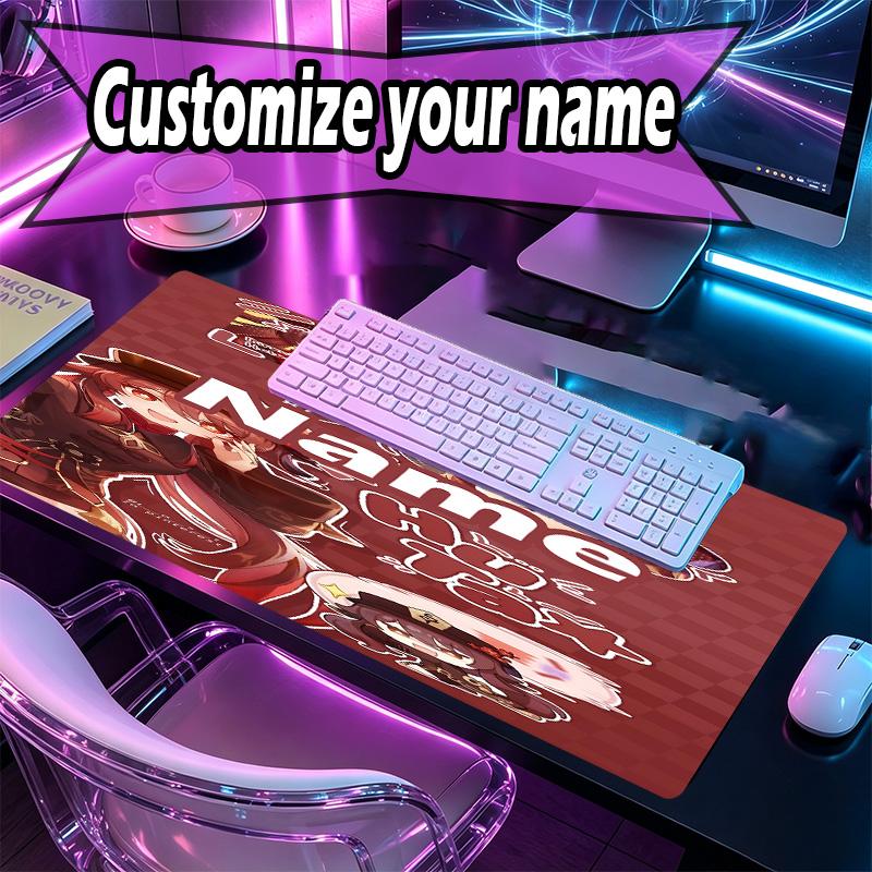 Personalizowana podkładka pod mysz z imieniem i wzorem Genshin Impact, Mata na biurko do laptopa PC, Dekoracyjna mata na biurko do domu, Podkładka pod klawiaturę, Prezent