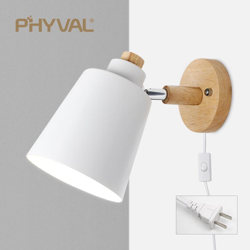 Modern LED Wall Lamp Macaron E27 Blub With Plug For Study Bedroom Bedside Hallway Living Room Home Decoration Lighting Fixtures