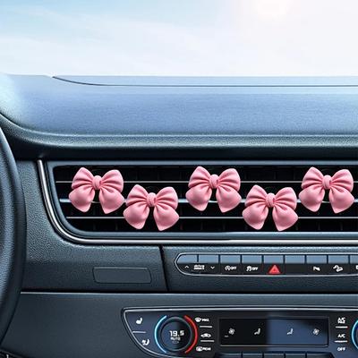 Pink Bow Car Air Vent Clips - Decorative Aromatherapy Diffusers for Auto AC Outlets, Fragrance-Free, Alcohol-Free