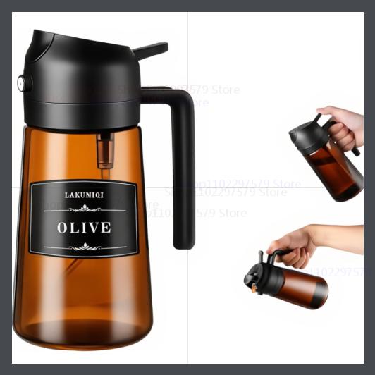 

Диспенсер для масла 2-в-1 с распылителем, 16 унций, герметичная бутылка для оливкового масла для приготовления пищи, выпечки, фритюрницы, барбекю и кухонной утвари.