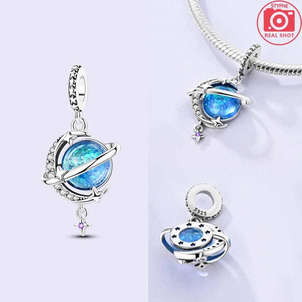 Charms Copper Original Sun Pendant Blue Star Moon Snowflake Ball Beads Fit Bracelet Women Jewelry Making Diy Gift