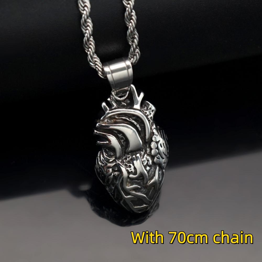 1pc Hip Hop Heart-shaped Pendant Retro Silver Gold Color Charms 316L Stainless Steel Accessories for Man Woman Jewelry Findings