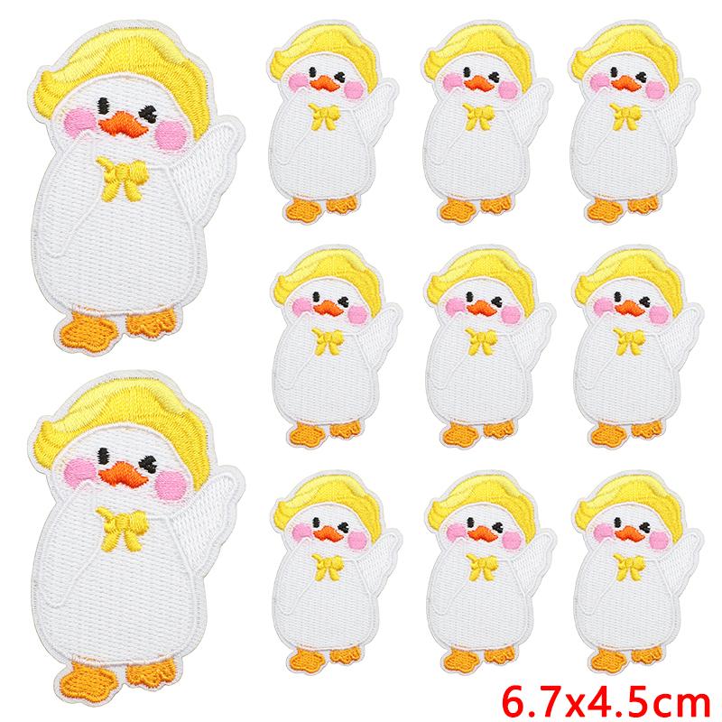 10pcs /Lots Cute Duck Embroidered Applique Cartoon Animal Duck Patch Iron On Patches For Clothing Decoration Diy Hats Bag Sticker