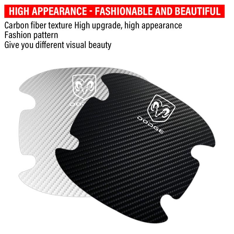 4 db/szett Autó Ajtókilincs Karcolásgátló Matrica Karbonszálas Dodge Journey Caliber Challenger Charger Ram 1500 Stratus Dart Dakota Durango