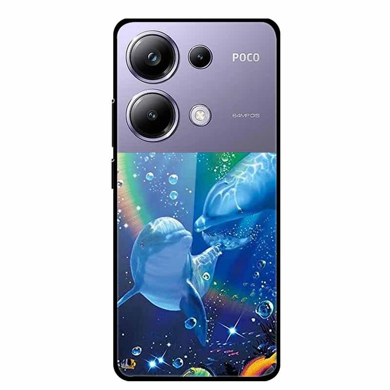 Colorful Aesthetic Tempered Glass Phone Case for Redmi 12 5G & POCO M6 PRO