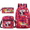 Cartoon Teacup Head Cuphead Student School Bag Backpack Three-piece Set Children's Shoulder Bag Pencil Bag