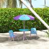 Kids Picnic Table and Chair Set, Fairy Themed Outdoor Garden Furniture W/ Foldable Chairs, Adjustable Parasol