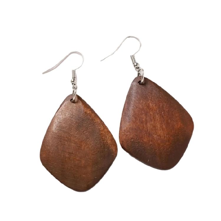Elegant Wooden Earrings Geometric Design Lightweight And Comfortable Great For Enhancing Fall And Winter Fashion Styles