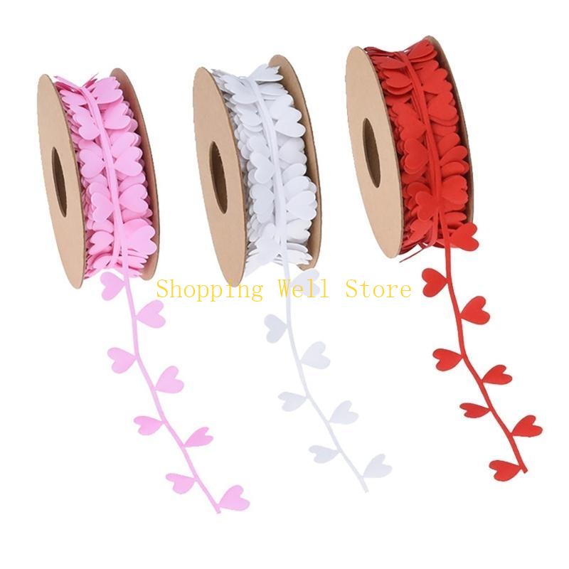 KX4B 3 Rolls Assorted Color Silk Ribbons for Birthday and Wedding Love Heart Embossing Ribbon Elegant Gift Wrapping Tool
