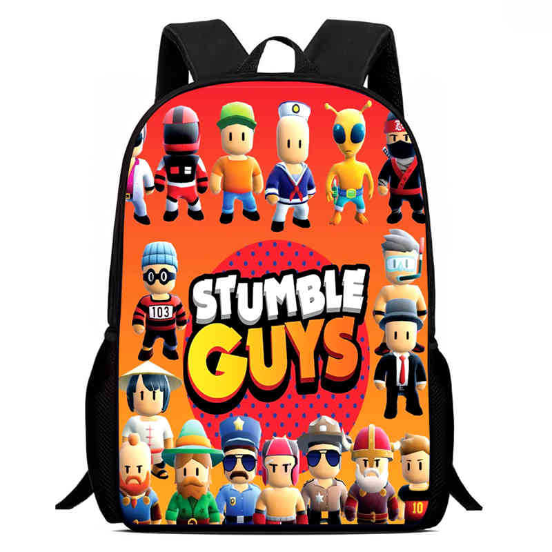 Школьный рюкзак Stumbling Guys, печать высокой четкости, многофункциональный, снижение нагрузки, большой вместимости