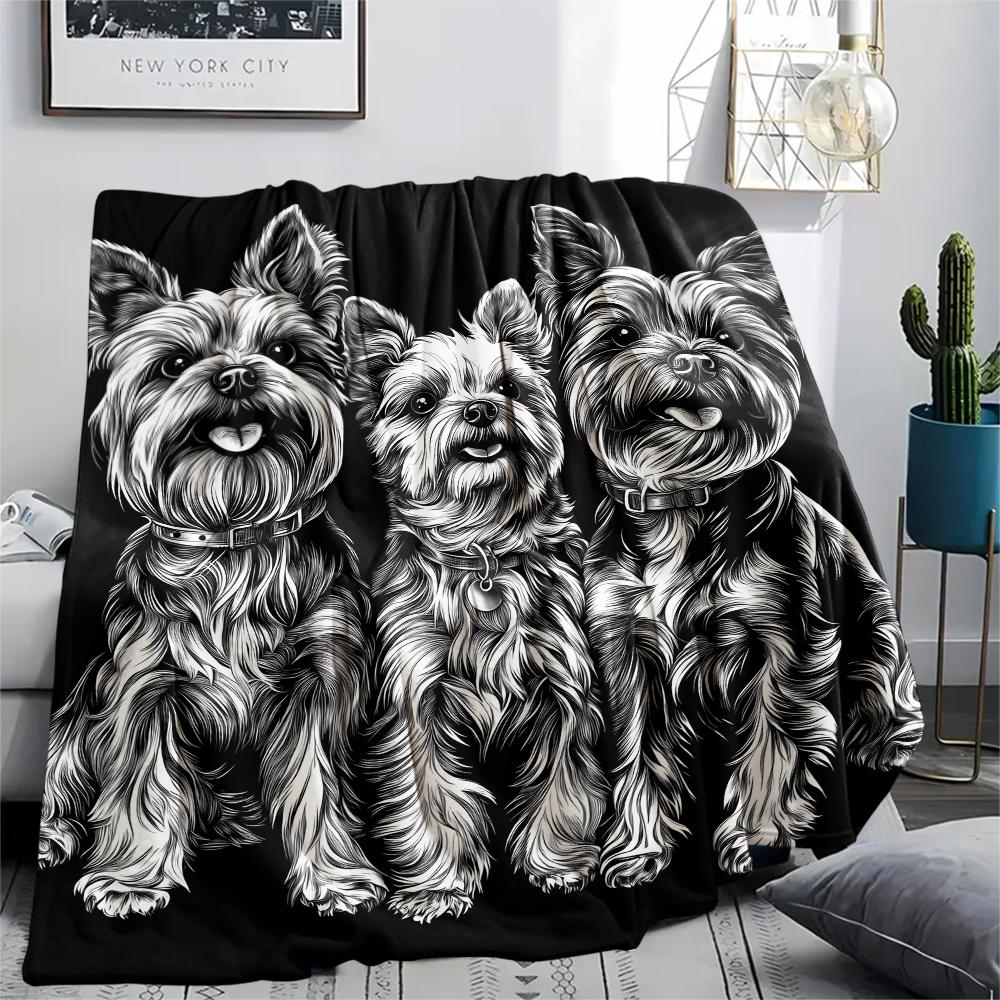 

Black Yorkshire Terrier pattern Flannel Blanket, High quality Comfortable for All Seasons, Home Decor, Warmth and Comfort, Perfect for Gifts. 80cm x 120cm