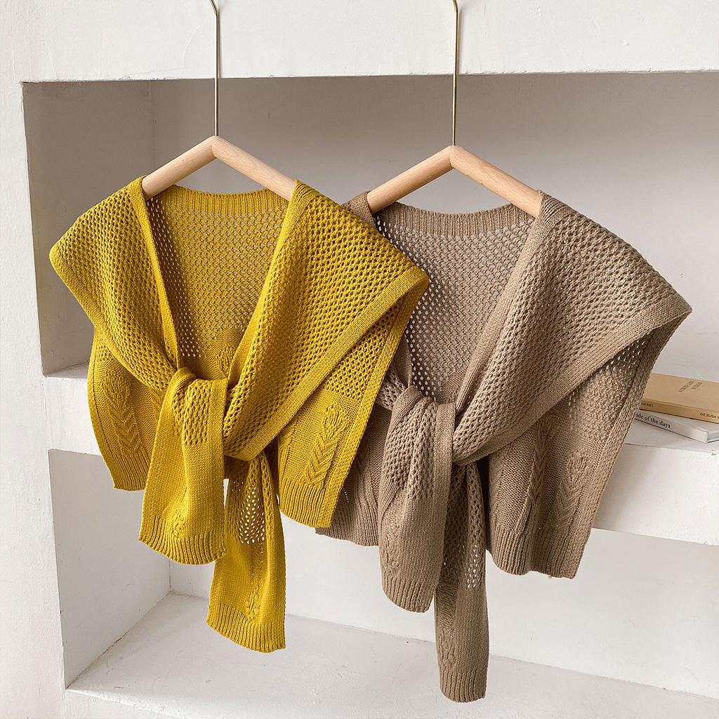 New Solid Color Knitted Shawl Scarf Women High-end Capes With Shirts Fashion Thin Neck Protectors For Spring and Autumn
