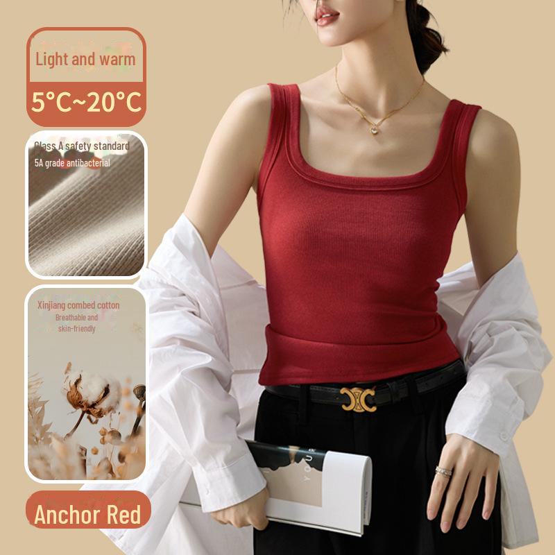 

Весна и осень без рукавов Красный сердечный топ для женщин S (40kg-45kg)