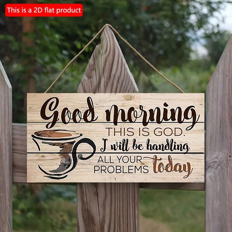 2d Flat 20*10cm, Coffee Shop Decoration, Good Morning, Family Coffee, Wooden Rectangular Creative Decorative Board, for Home, Kitchen, Cafe, Garden