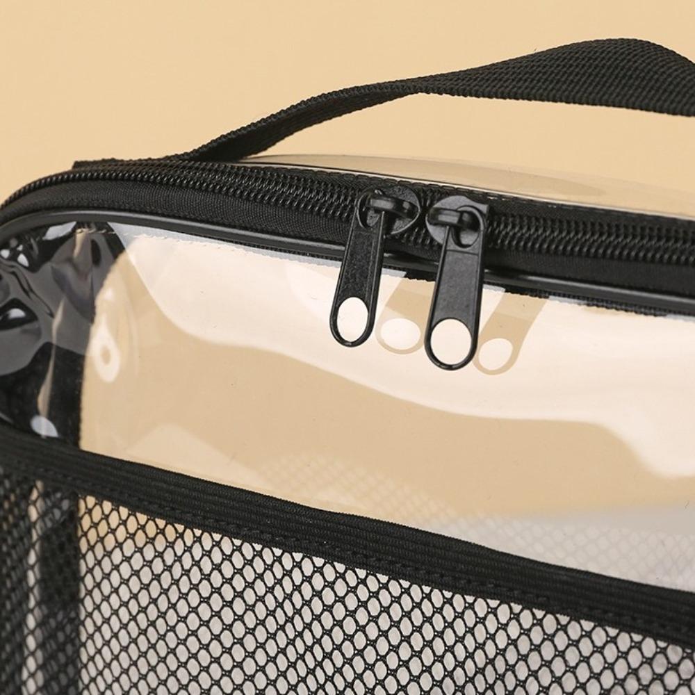 PVC Transparent Mesh Storage Bag Waterproof Zipper Bag Portable Makeup Storage Bag  Travel