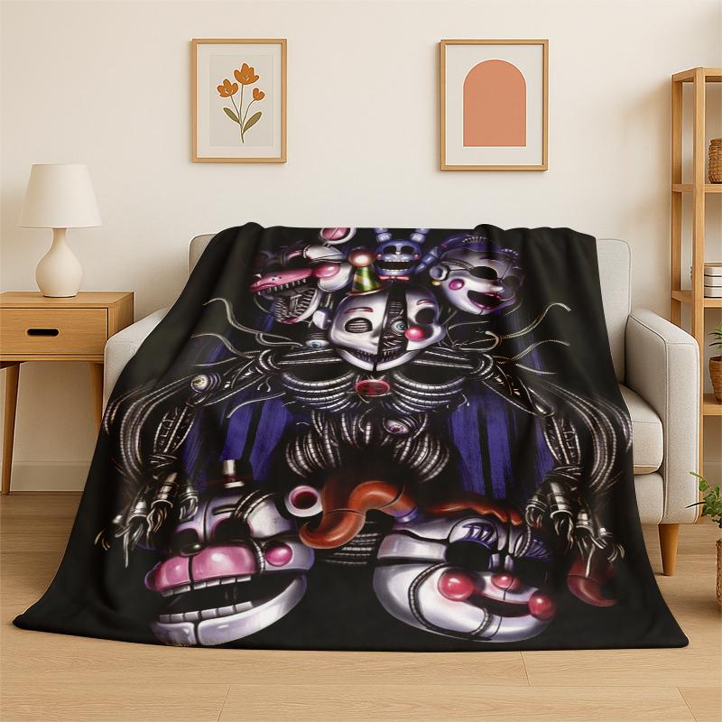 

Classic F-FNAF Horror Game Freddy Flannel Blanket Soft Warm Throw Blanket for Bedroom Living Room Bed Travel Camping Picnic 75x90cm