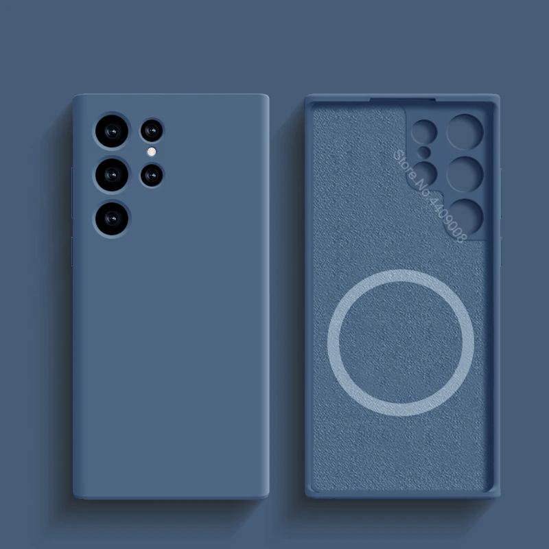 Custodia in Silicone Liquido Per Magsafe Per Samsung Galaxy S24 S22 S21 S23 S25 Ultra Plus Fe Ricarica Wireless Magnetica Cover Antiurto