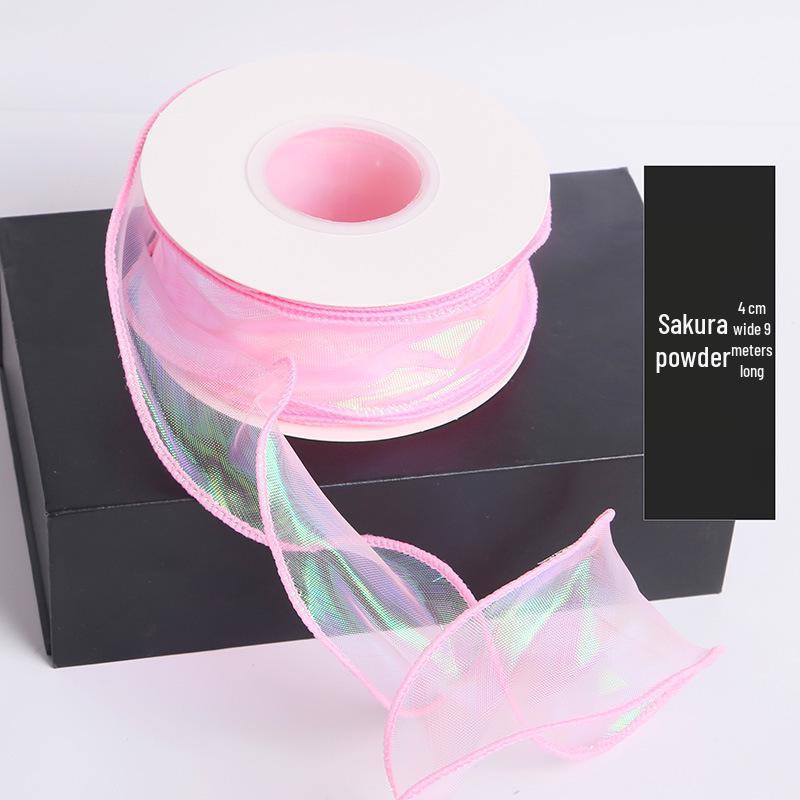 Iridescent 4cm Colorful Fishtail Yarn Ribbon for DIY Flower Gift Box Packaging