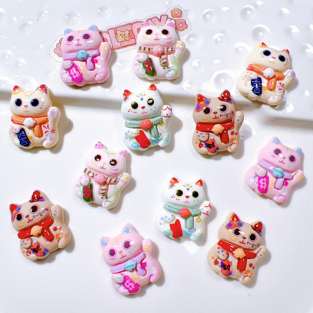 10 Stück Neue Süße Cartoon-Katzen-Serie Flache Rückseite Harz Scrapbooking DIY Schmuck Haarspange Basteldekoration