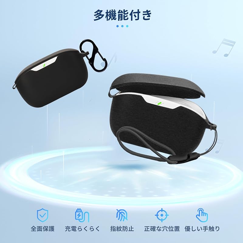 For WAVE BUDS 2 for Case Cover [NOUKAJU] Wireless Earphones Silicon Protective Case (With Carabiner + Strap Included) ) Fall Prevention Scratch
