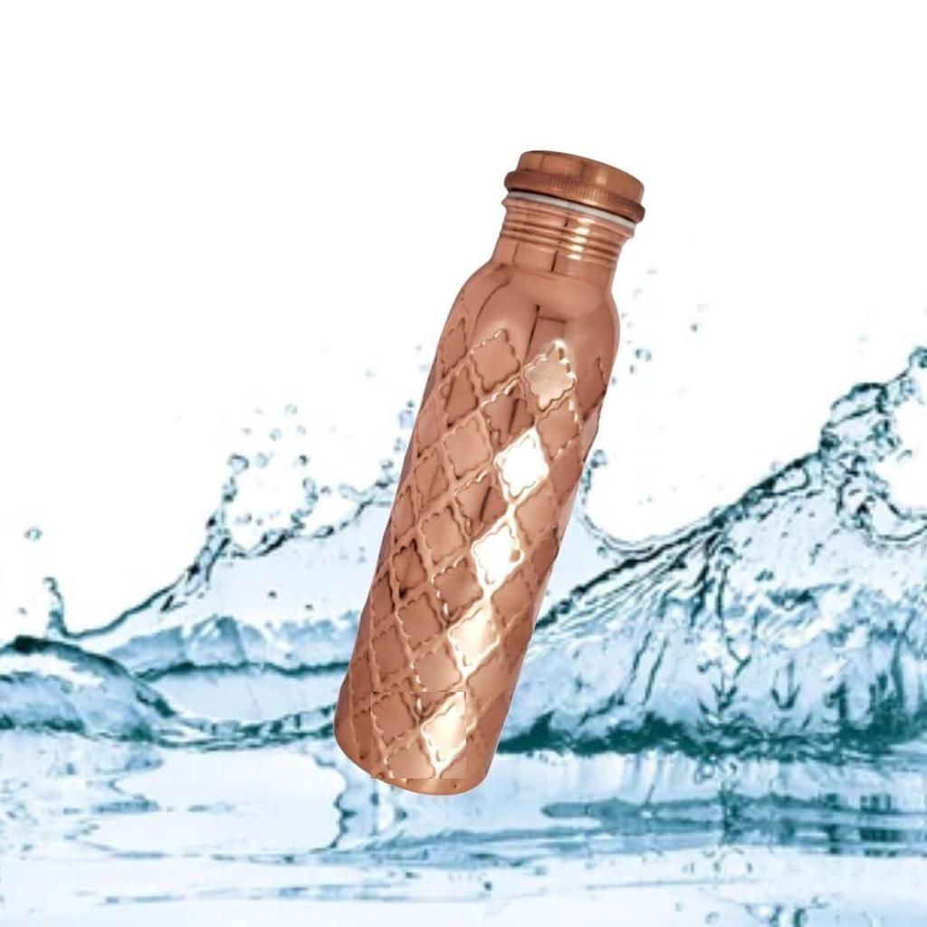 Pure Copper Water Bottle 950ml | Leak-Proof Ayurvedic Drinkware | Eco-Friendly Plain Copper Bottle 1000 ml (Pack of 1)