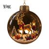 Hängende Weihnachts-Girlanden-Dekorationen Leuchtende Dekorationsbälle, Beleuchtete Ornamente mit Festlicher Szene, LED Batteriebetriebene Nachtlicht-Ornamente